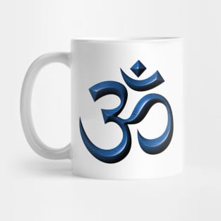 Blue wooden yoga Om symbol Mug